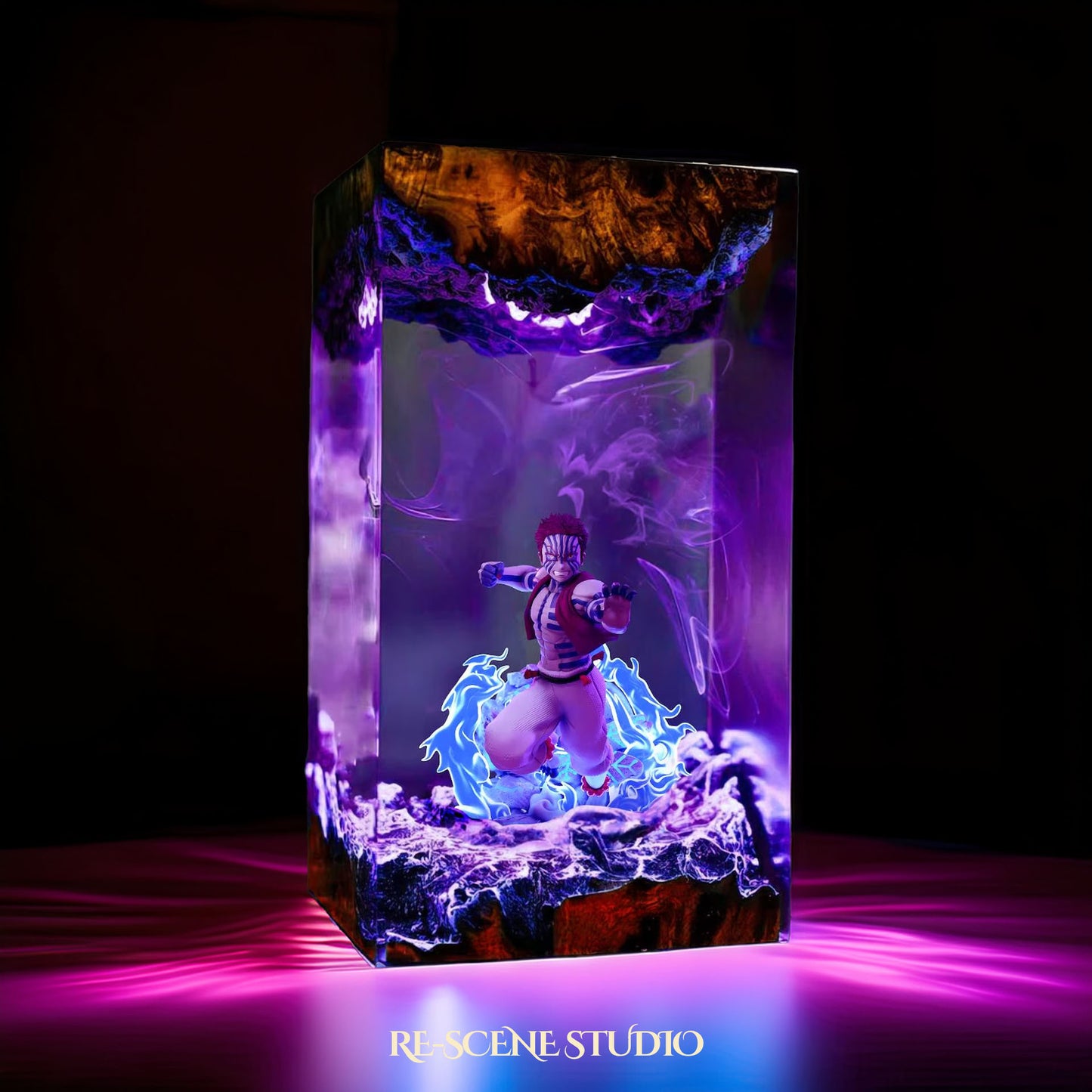 Akaza Resin Lamp 2 - Demon Slayer Multicolor / Size M – Handmade Resin Lamp by Rescene Studio | Rescene Studio