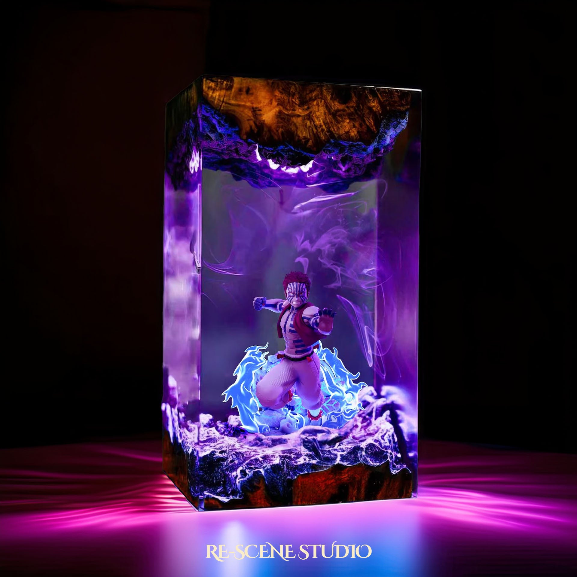 Akaza Resin Lamp 2 - Demon Slayer Multicolor / Size M – Handmade Epoxy Resin Lamp by Rescene Studio | Rescene Studio
