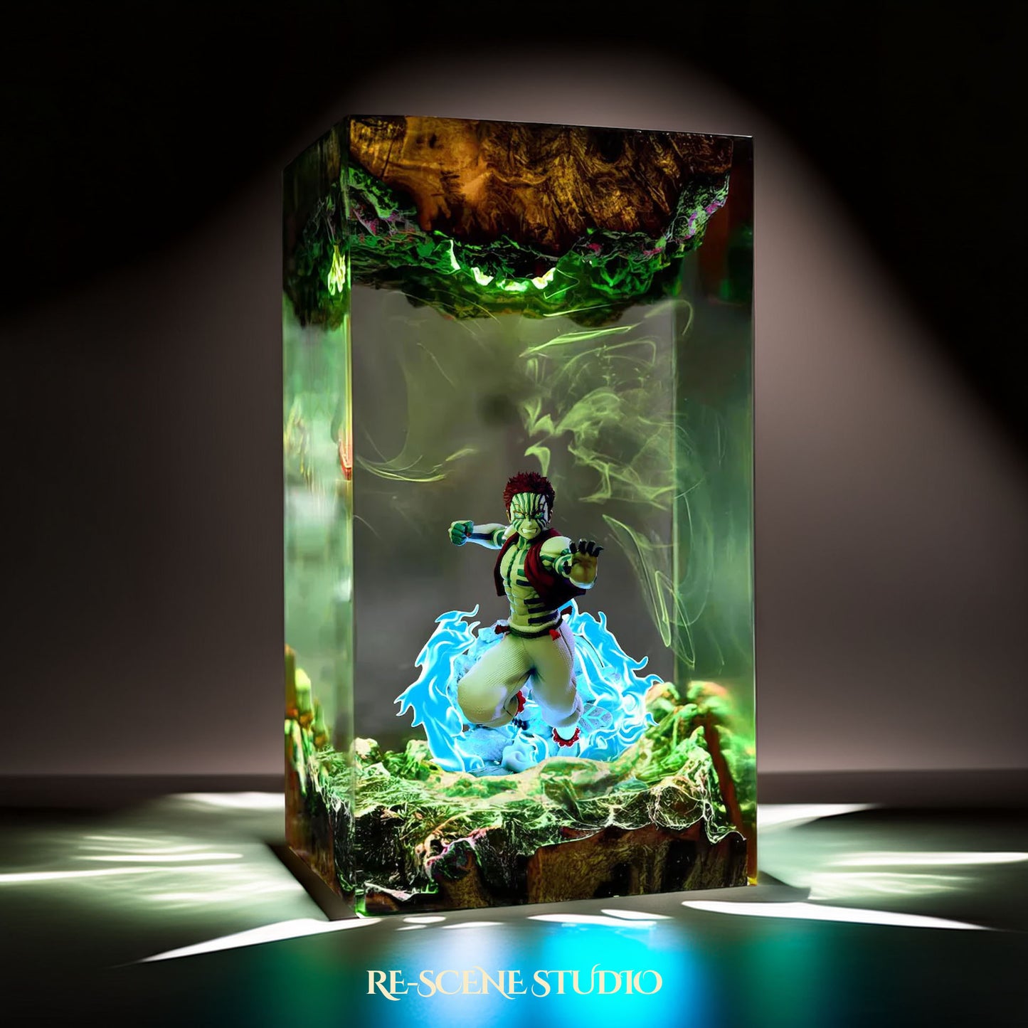 Akaza Resin Lamp 2 - Demon Slayer Multicolor / Size M – Handmade Resin Lamp by Rescene Studio | Rescene Studio