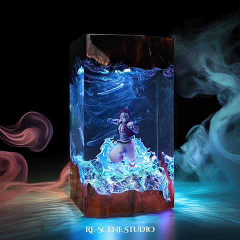 Akaza Resin Lamp 2 - Demon Slayer Multicolor / Size M – Handmade Epoxy Resin Lamp by Rescene Studio | Rescene Studio