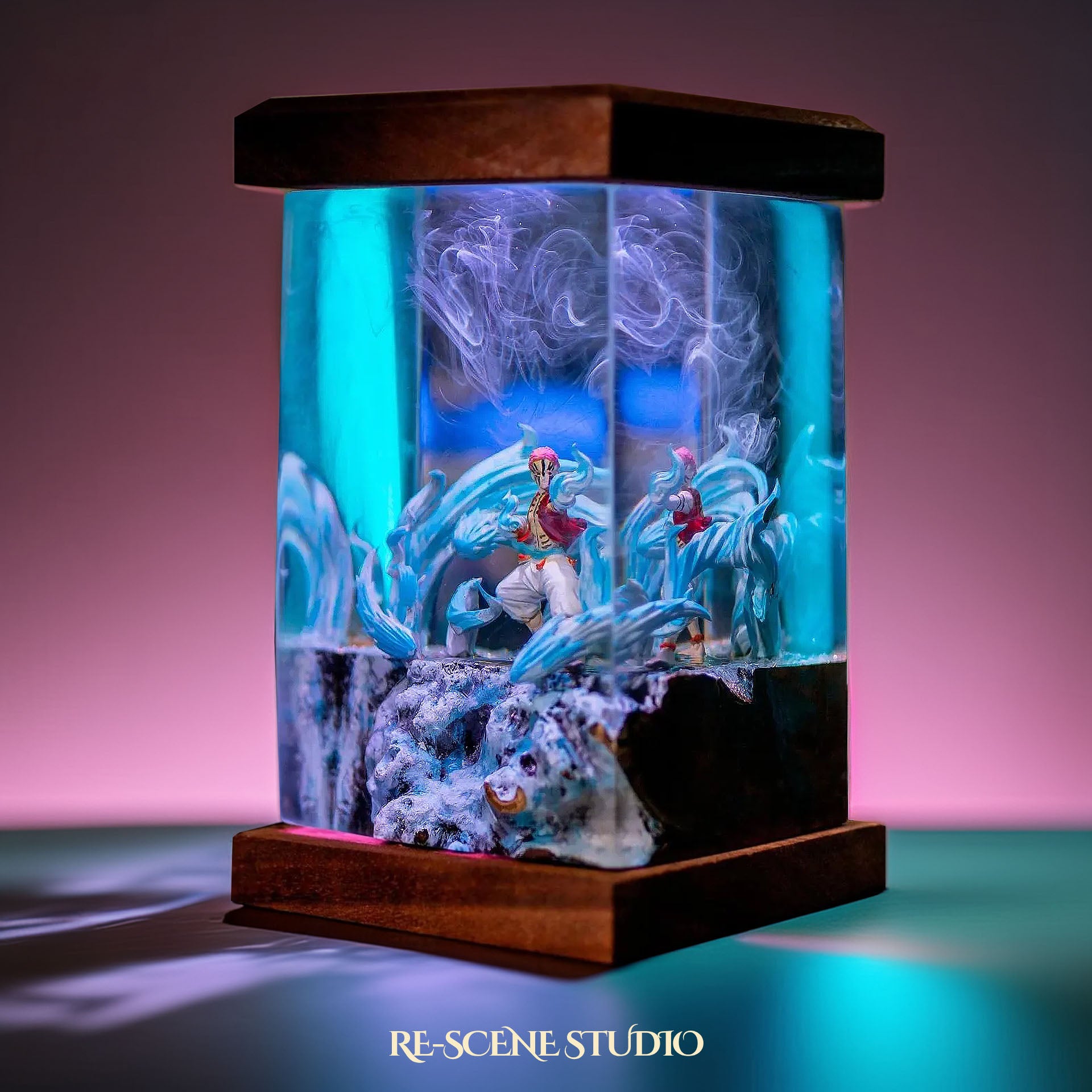 Akaza Resin Lamp - Demon Slayer Multicolor / Size M: 6 x 6 x 12 (cm) – Handmade Epoxy Resin Lamp by Rescene Studio | Rescene Studio
