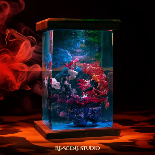 Akaza vs Rengoku Resin Lamp - Demon Slayer Multicolor / Size M: 6 x 6 x 12 (cm) – Handmade Resin Lamp by Rescene Studio | Rescene Studio