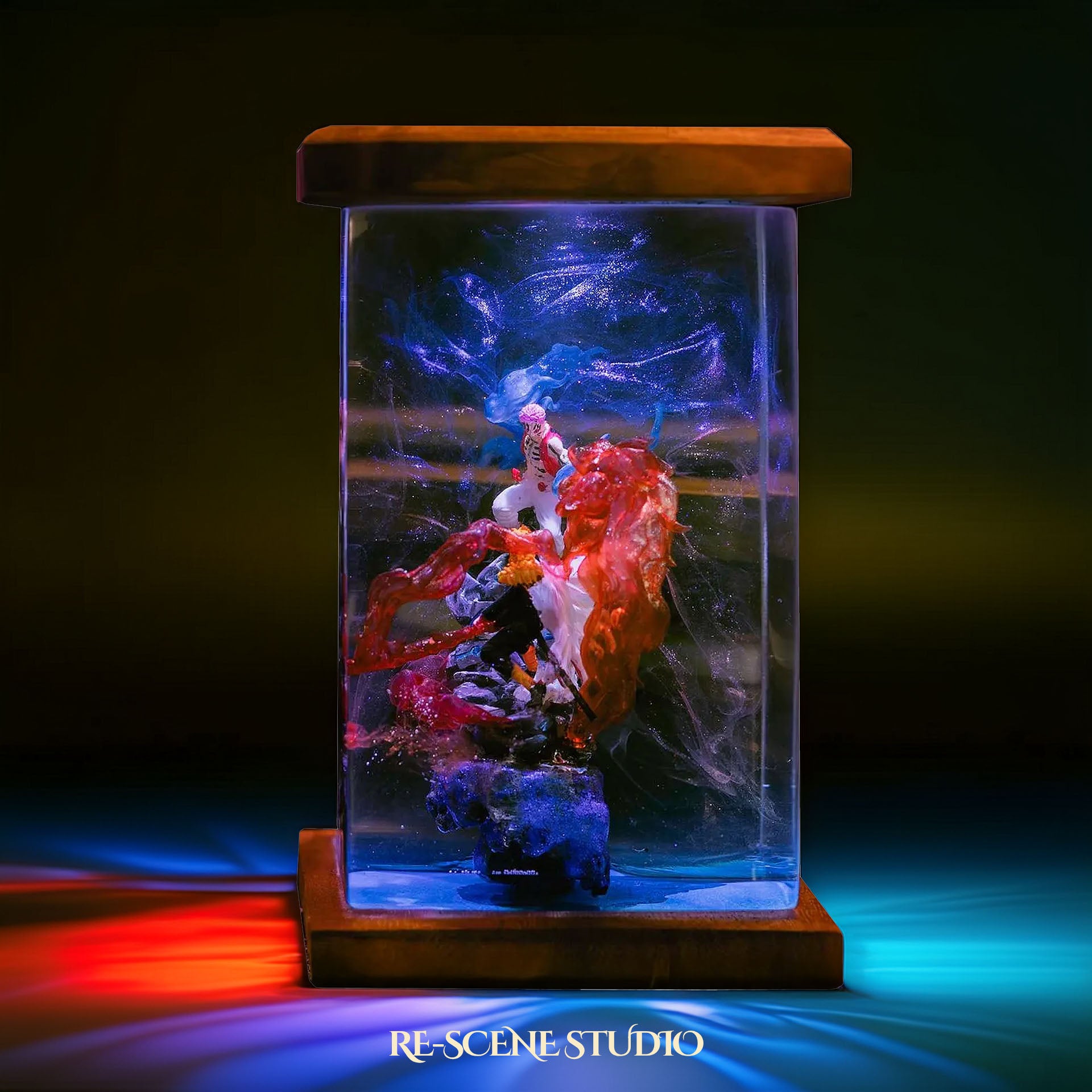 Akaza vs Rengoku Resin Lamp - Demon Slayer Multicolor / Size M: 6 x 6 x 12 (cm) – Handmade Epoxy Resin Lamp by Rescene Studio | Rescene Studio