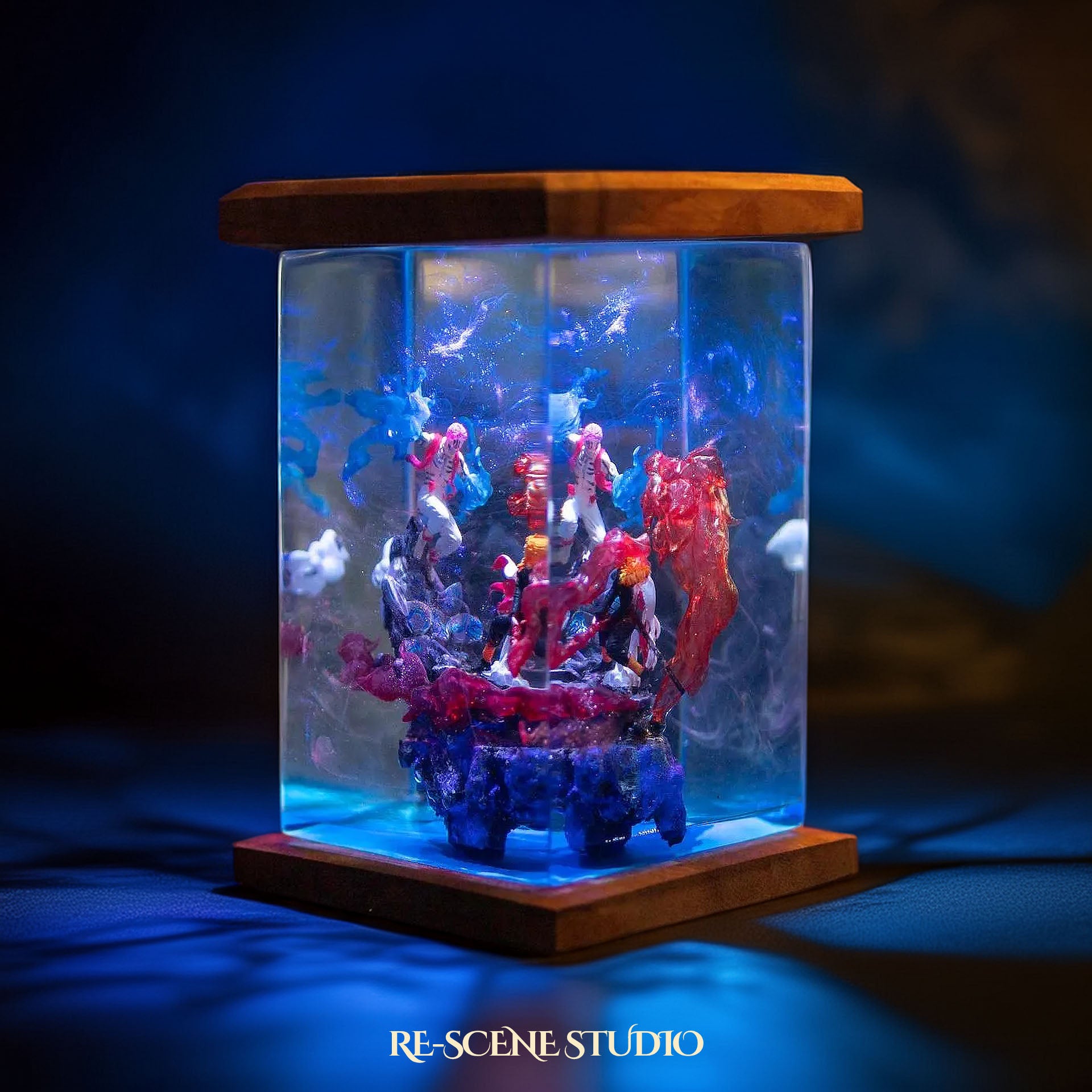 Akaza vs Rengoku Resin Lamp - Demon Slayer Multicolor / Size M: 6 x 6 x 12 (cm) – Handmade Epoxy Resin Lamp by Rescene Studio | Rescene Studio