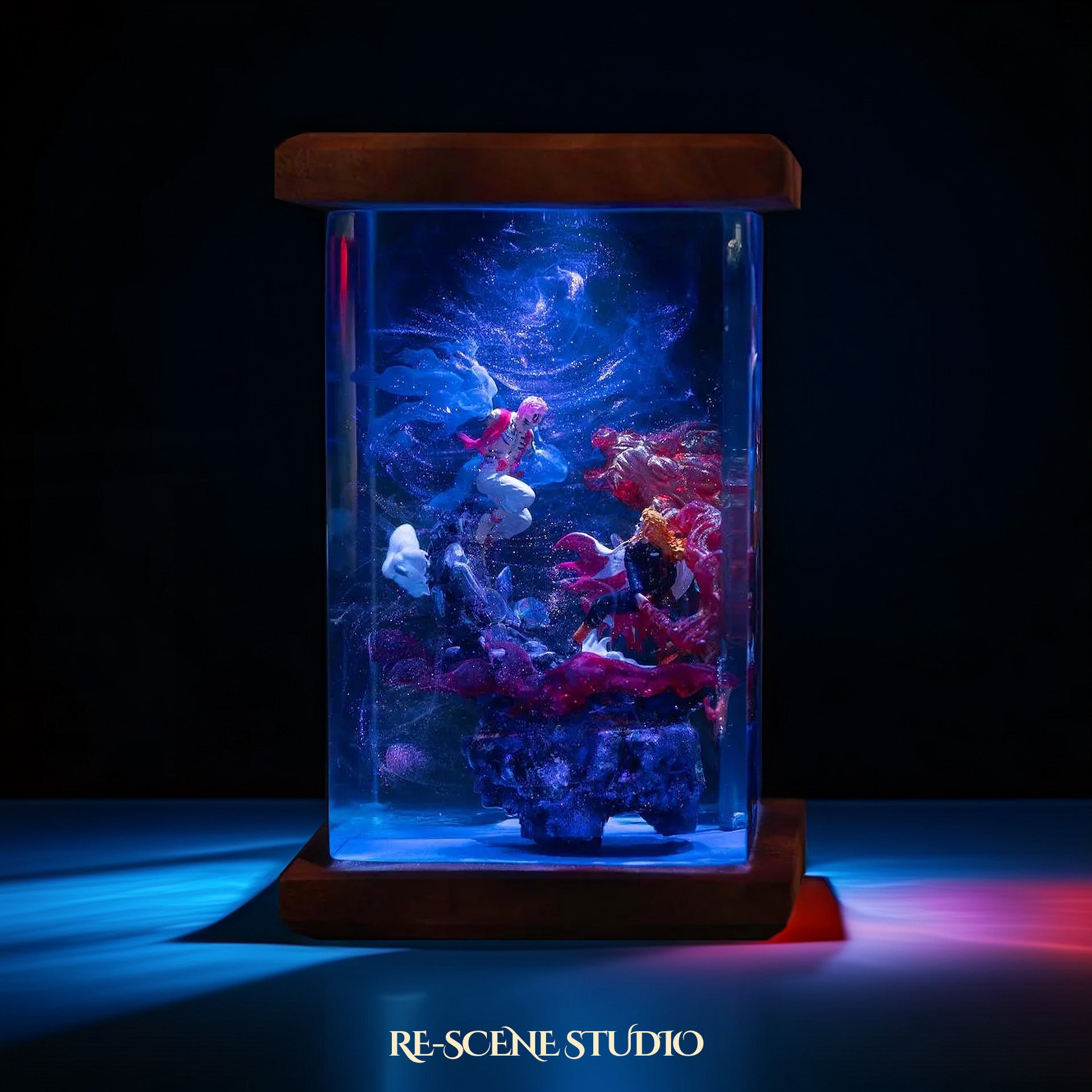 Akaza vs Rengoku Resin Lamp - Demon Slayer Multicolor / Size M: 6 x 6 x 12 (cm) – Handmade Epoxy Resin Lamp by Rescene Studio | Rescene Studio