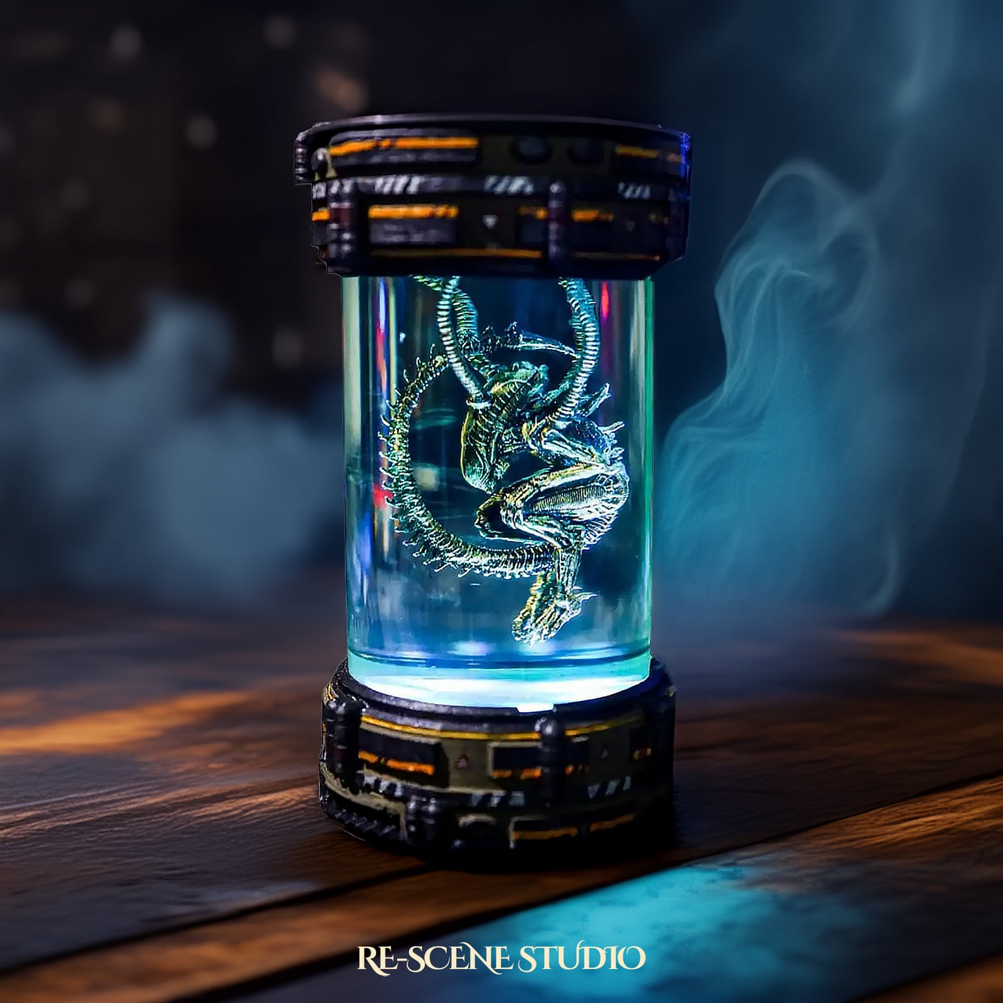 Alien Xenomorph Resin Epoxy Lamp Multicolor / Size XL: 7 x 7 x 14 (cm) – Handmade Resin Lamp by Rescene Studio | Rescene Studio