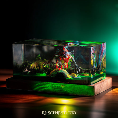 Ancient Dinosaur Resin Epoxy Lamp Multicolor / Size XL: 10 x 10 x 20 (cm) – Handmade Epoxy Resin Lamp by Rescene Studio | Rescene Studio