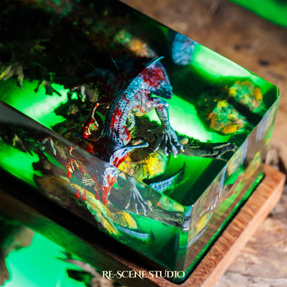 Ancient Dinosaur Resin Epoxy Lamp Multicolor / Size M: 6 x 6 x 12 (cm) – Handmade Resin Lamp by Rescene Studio | Rescene Studio