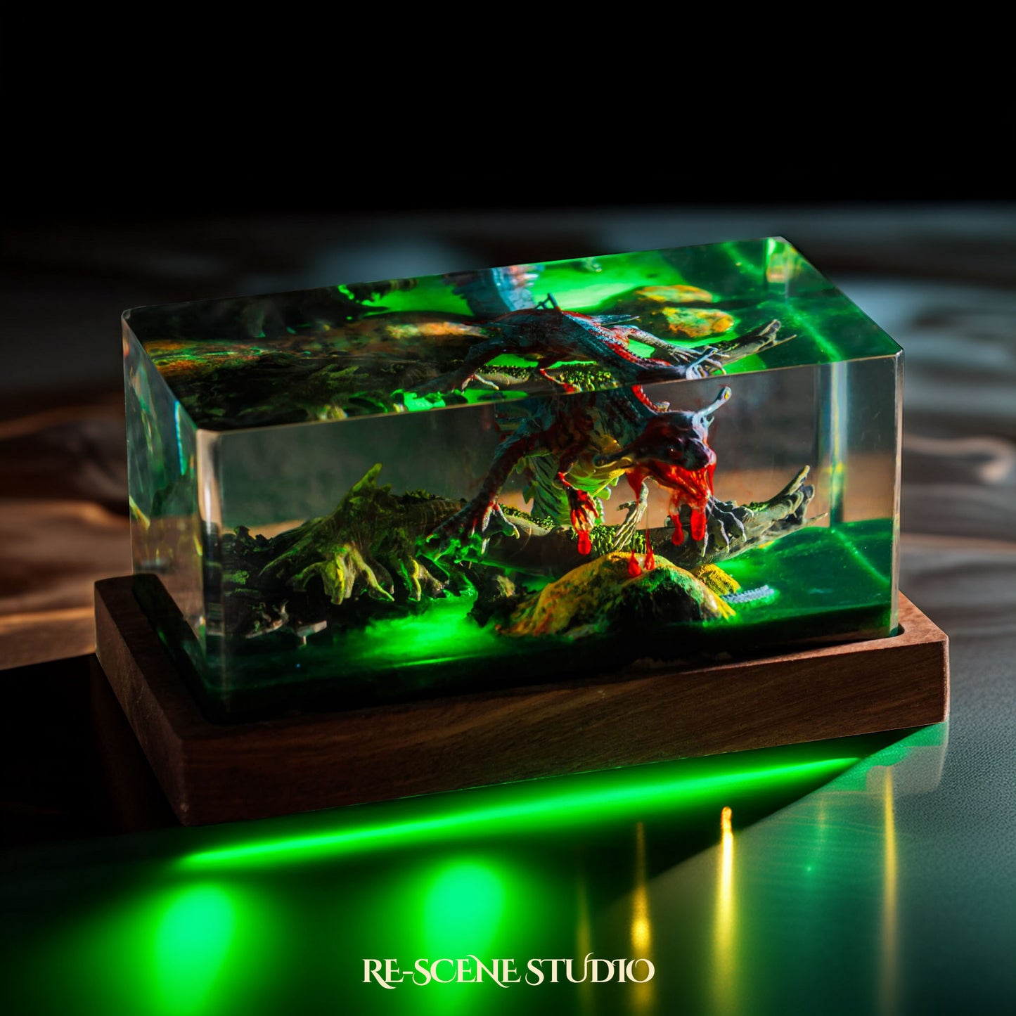 Ancient Dinosaur Resin Epoxy Lamp Multicolor / Size M: 6 x 6 x 12 (cm) – Handmade Resin Lamp by Rescene Studio | Rescene Studio