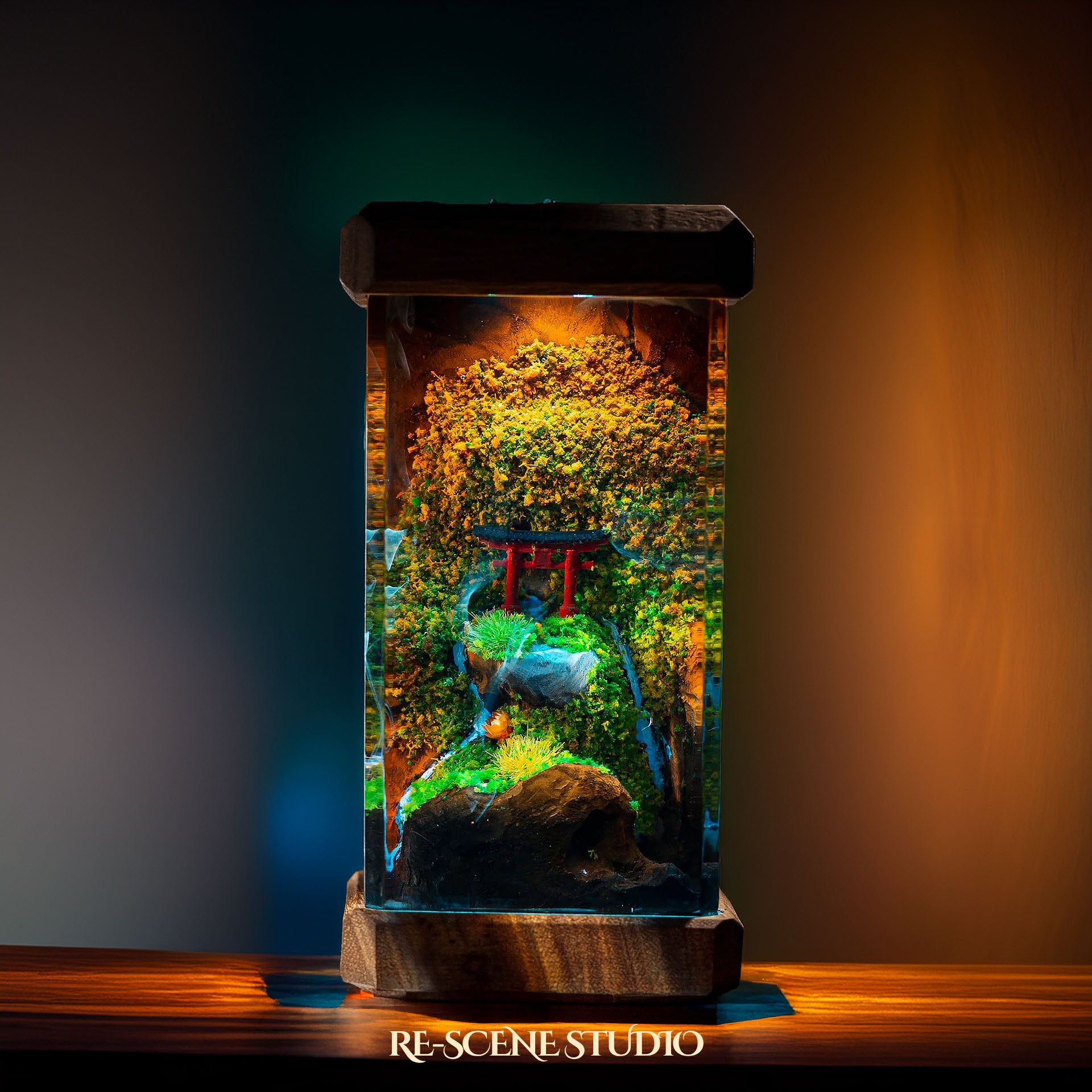 Torii Gate Autumn Resin Epoxy Lamp Multicolor / Size M: 6 x 6 x 12 (cm) – Handmade Epoxy Resin Lamp by Rescene Studio | Rescene Studio