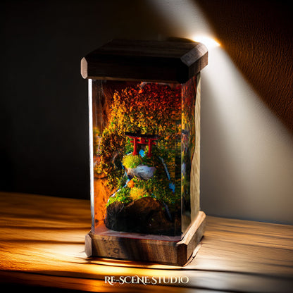 Torii Gate Autumn Resin Epoxy Lamp Multicolor / Size M: 6 x 6 x 12 (cm) – Handmade Resin Lamp by Rescene Studio | Rescene Studio