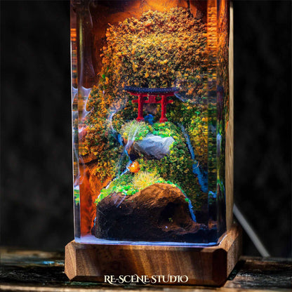 Torii Gate Autumn Resin Epoxy Lamp Multicolor / Size M: 6 x 6 x 12 (cm) – Handmade Resin Lamp by Rescene Studio | Rescene Studio