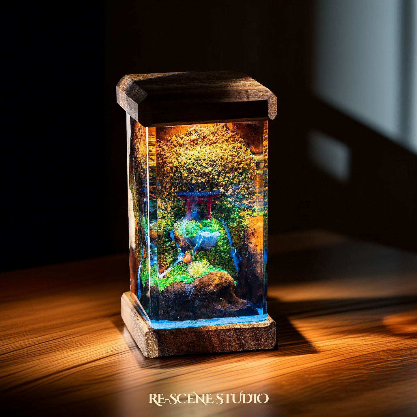 Torii Gate Autumn Resin Epoxy Lamp Multicolor / Size M: 6 x 6 x 12 (cm) – Handmade Resin Lamp by Rescene Studio | Rescene Studio