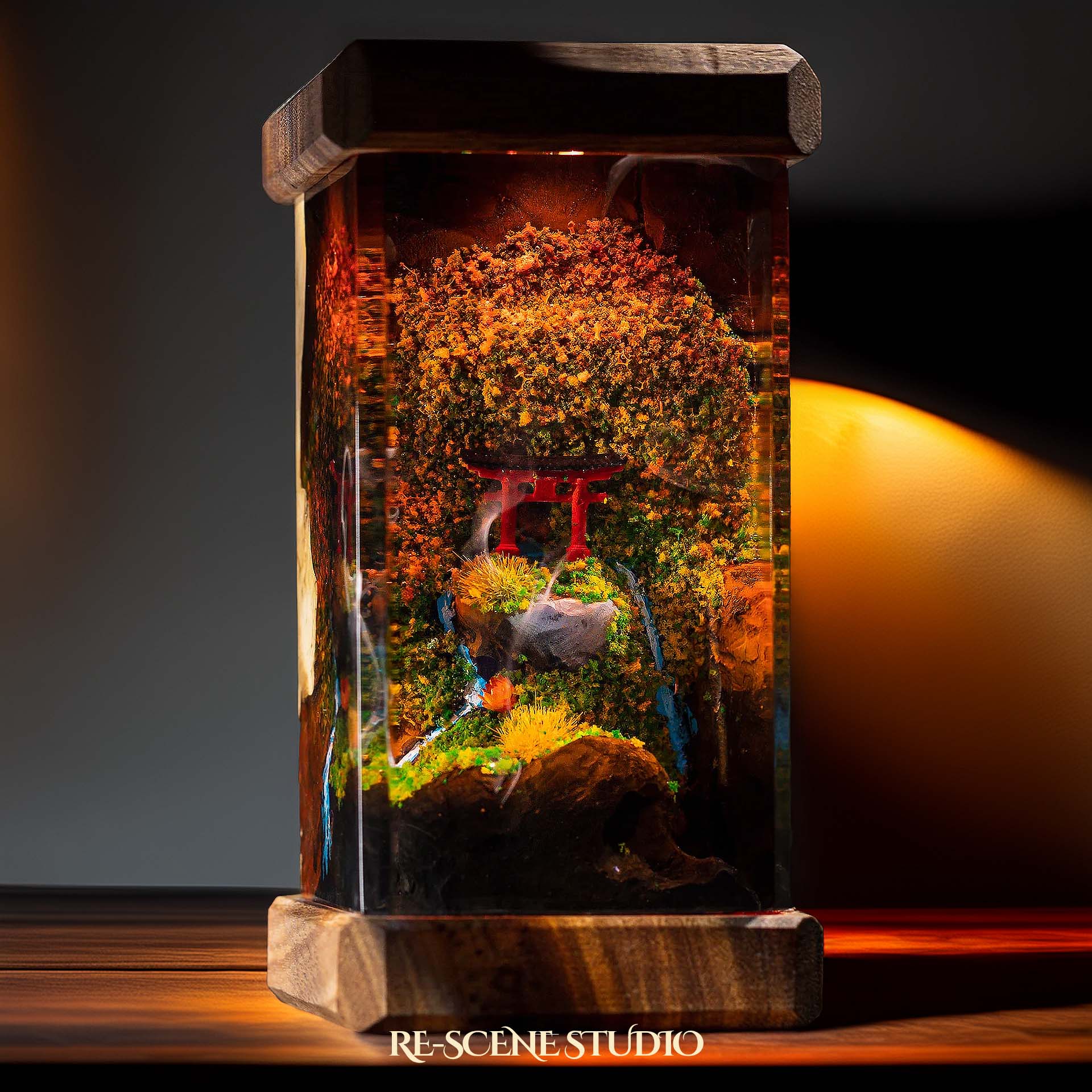 Torii Gate Autumn Resin Epoxy Lamp Multicolor / Size M: 6 x 6 x 12 (cm) – Handmade Epoxy Resin Lamp by Rescene Studio | Rescene Studio