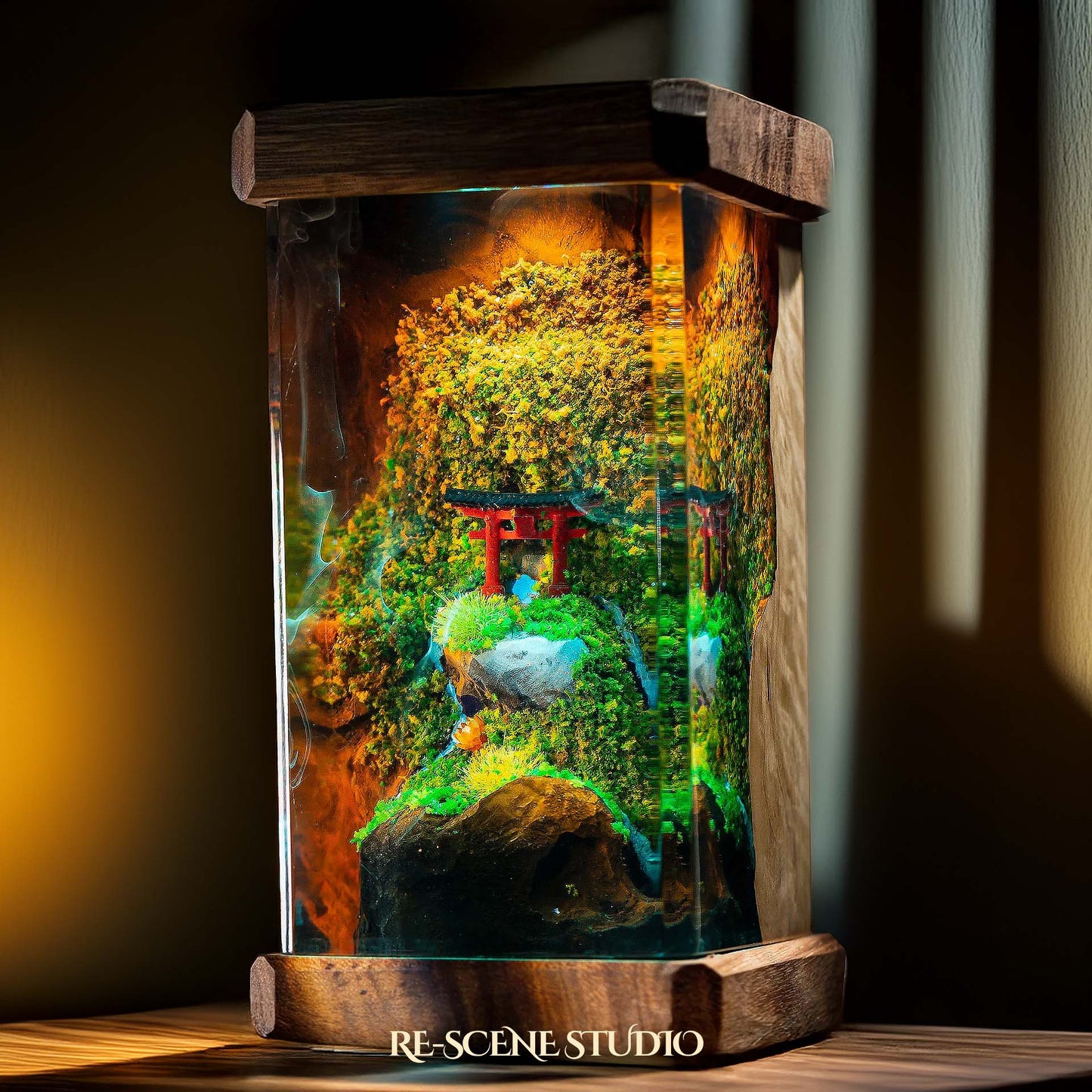 Torii Gate Autumn Resin Epoxy Lamp Multicolor / Size M: 6 x 6 x 12 (cm) – Handmade Resin Lamp by Rescene Studio | Rescene Studio