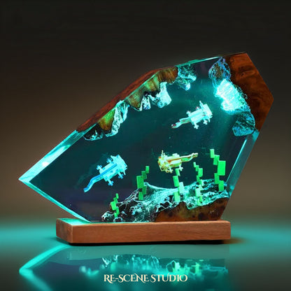 Pink Aquatic Salamander Resin Lamp — Display Setup | Artisan Resin Art Lamp, Ambient Light for Home or Office