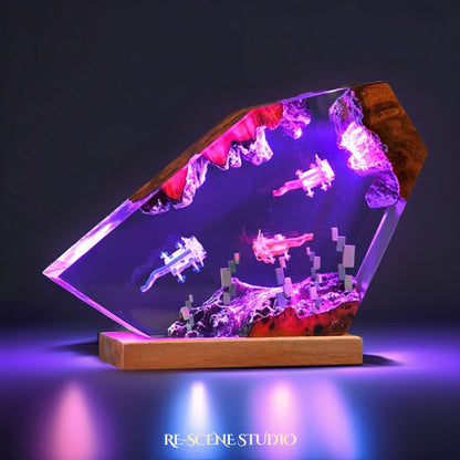 Pink Aquatic Salamander Resin Lamp — Handcrafted Epoxy Resin LED Lamp | Unique Ambient Decor & Collector's Gift