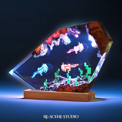 Pink Aquatic Salamander Resin Lamp — Detailed Display | Premium 3D Resin Diorama with RGB Color-Changing Light