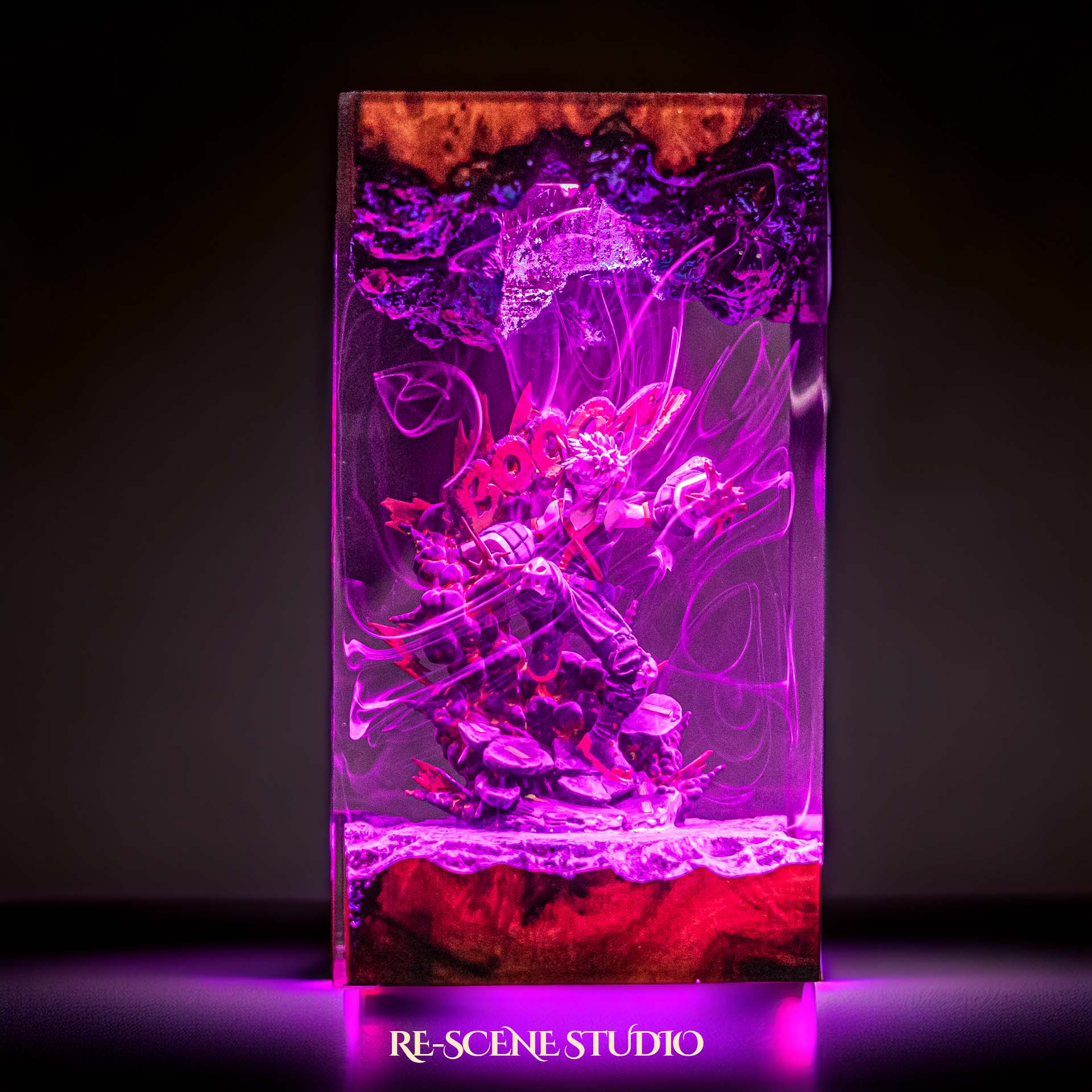 Bakugo Resin Lamp — Detailed Display | Premium 3D Resin Diorama with RGB Color-Changing Light