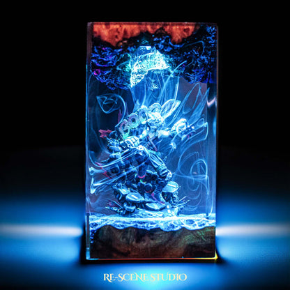 Bakugo Resin Lamp — Side Profile View | Handmade Pop-Culture Resin Art, Perfect Themed Gift