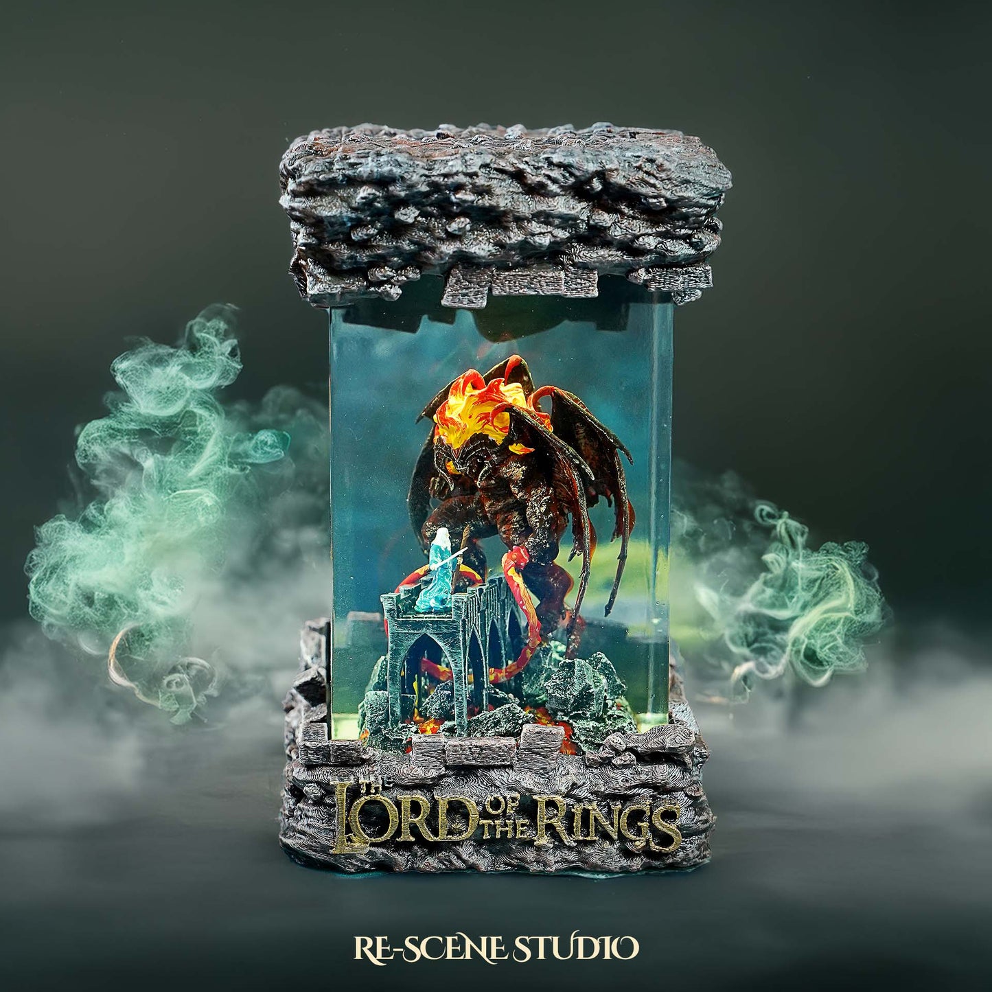 Balrog vs Gandalf Resin Lamp – The Lord of the Rings Multicolor / Size M – Handmade Resin Lamp by Rescene Studio | Rescene Studio