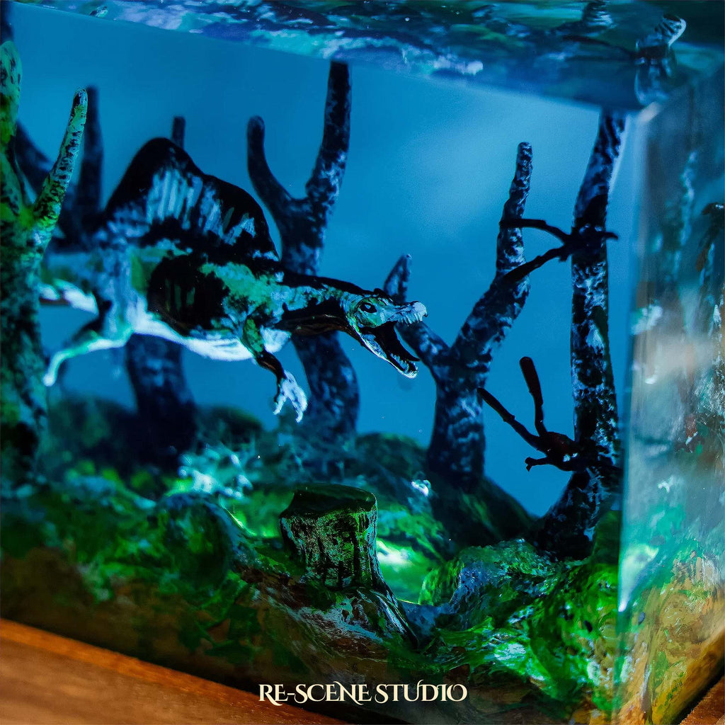 Blue Ancient Dinosaur Resin Epoxy Lamp Multicolor / Size M: 6 x 6 x 12 (cm) – Handmade Epoxy Resin Lamp by Rescene Studio | Rescene Studio