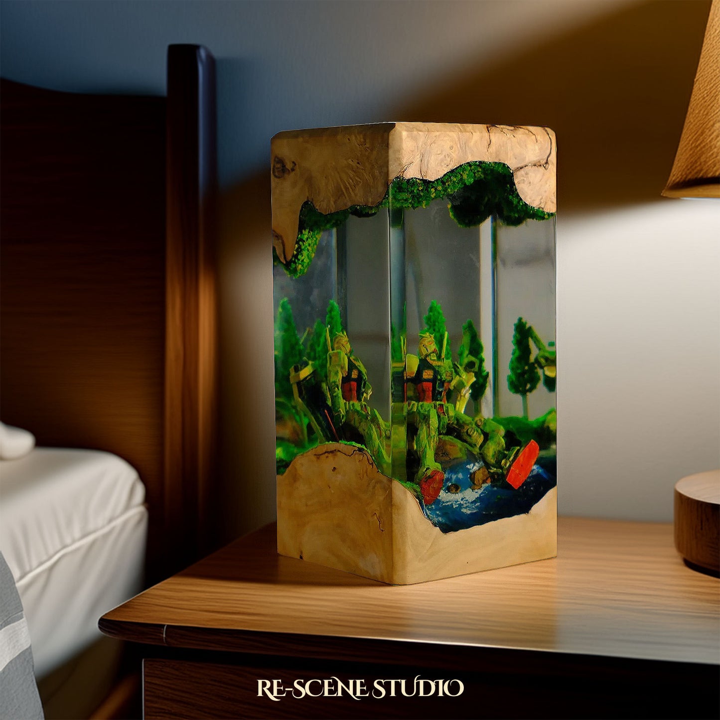 Gundam Aqua Resin Epoxy Lamp Multicolor / Size XL: 8.5 x 8.5 x 16 (cm) – Handmade Resin Lamp by Rescene Studio | Rescene Studio
