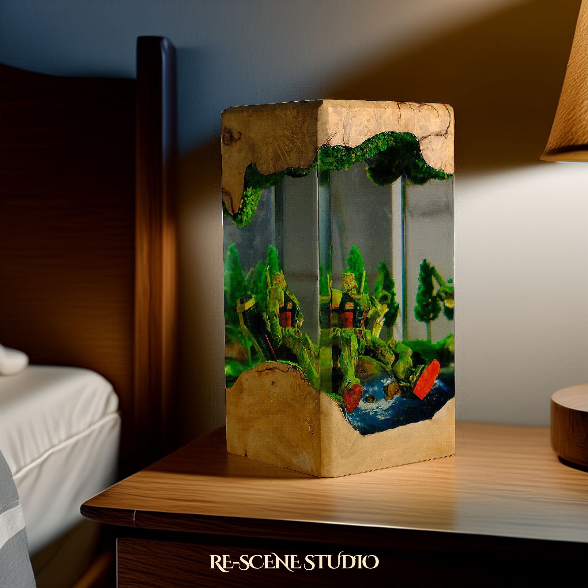 Gundam Aqua Resin Epoxy Lamp Multicolor / Size XL: 8.5 x 8.5 x 16 (cm) – Handmade Epoxy Resin Lamp by Rescene Studio | Rescene Studio