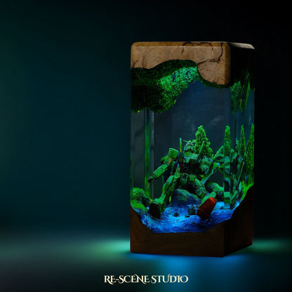 Gundam Aqua Resin Epoxy Lamp Multicolor / Size XL: 8.5 x 8.5 x 16 (cm) – Handmade Resin Lamp by Rescene Studio | Rescene Studio