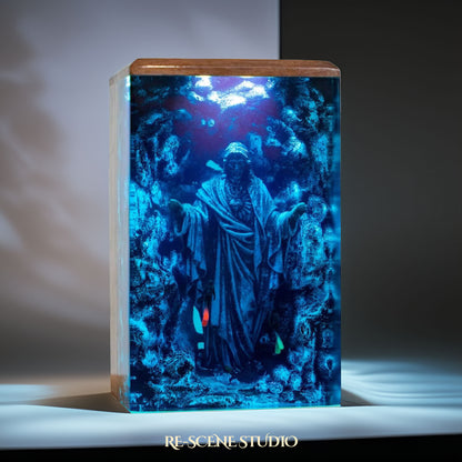 Blue Jesus Resin Epoxy Lamp Multicolor / Size L: 9 x 13 (cm) – Handmade Resin Lamp by Rescene Studio | Rescene Studio