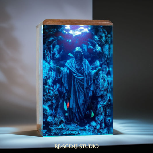 Blue Jesus Resin Epoxy Lamp Multicolor / Size L: 9 x 13 (cm) – Handmade Resin Lamp by Rescene Studio | Rescene Studio
