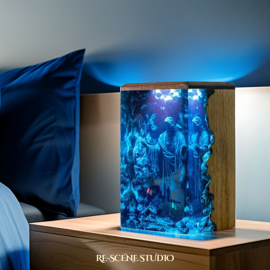 Blue Jesus Resin Epoxy Lamp Multicolor / Size L: 9 x 13 (cm) – Handmade Epoxy Resin Lamp by Rescene Studio | Rescene Studio