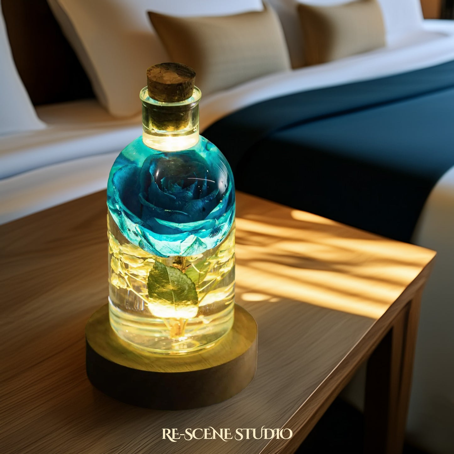 Blue Rose Resin Lamp Flower Only / No Engraving – Handmade Epoxy Resin Lamp by Rescene Studio | Rescene Studio