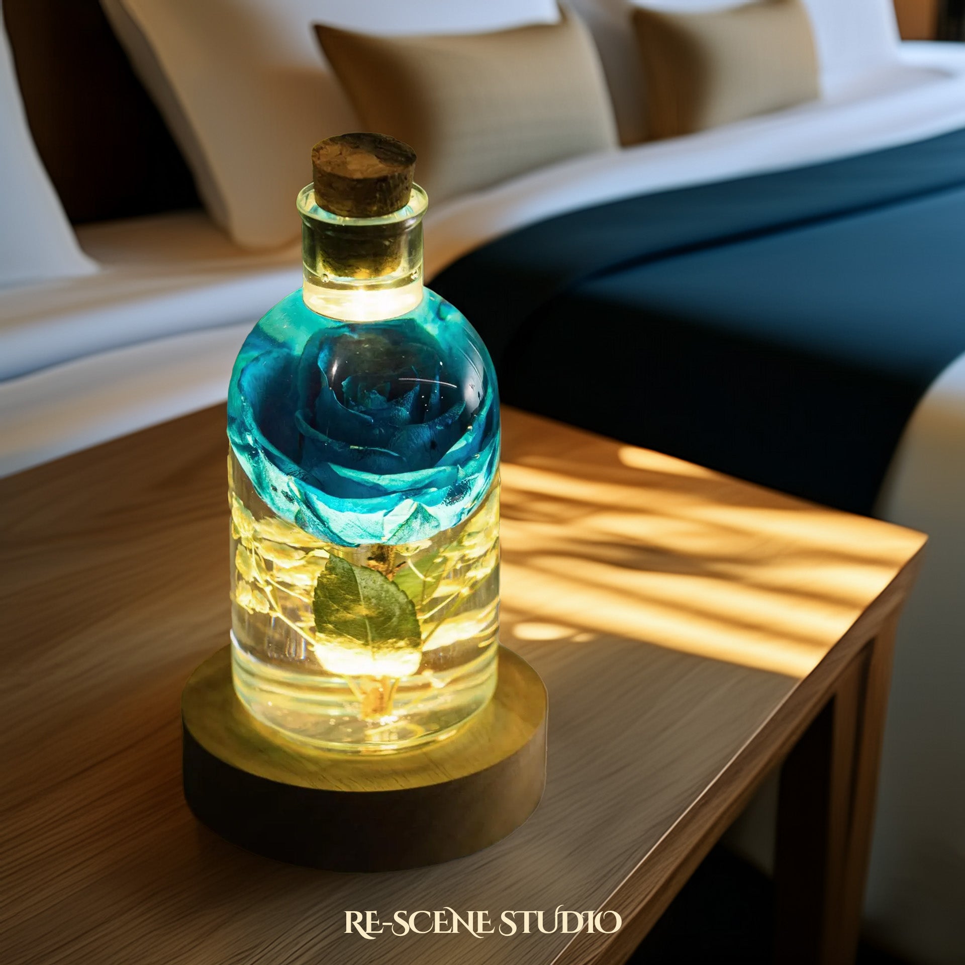 Blue Rose Resin Lamp Flower Only / No Engraving – Handmade Epoxy Resin Lamp by Rescene Studio | Rescene Studio