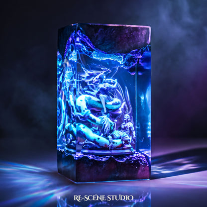 Boa Hancock Resin Lamp lit up in the dark, One Piece resin diorama lamp for desk or shelf