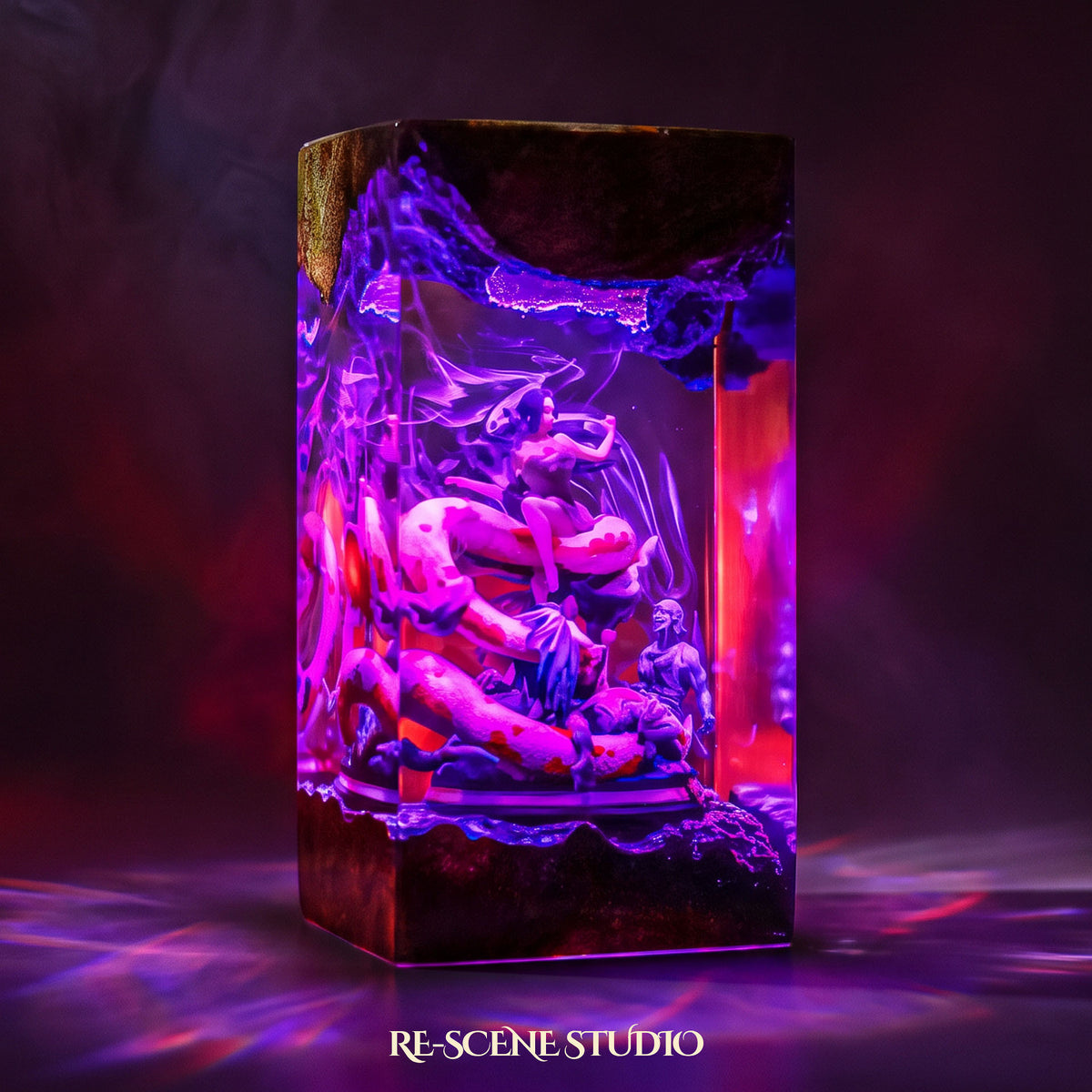 Close look at the Boa Hancock Resin Lamp, a handcrafted One Piece epoxy resin LED lamp