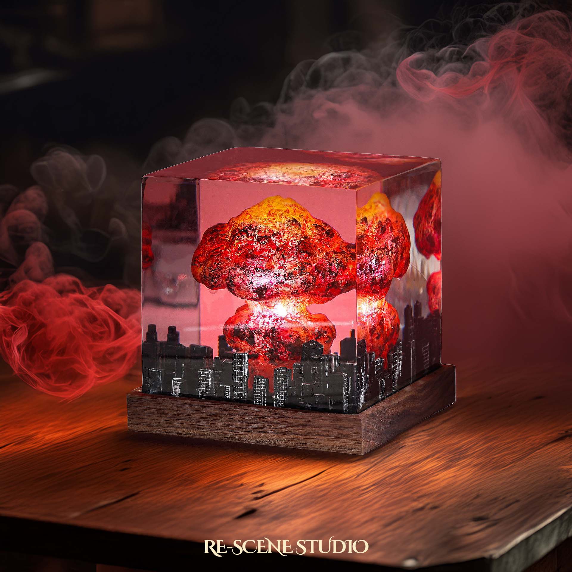 Nuclear Explosion Resin Epoxy Lamp Multicolor / Size M: 6 x 6 x 7 (cm) – Handmade Epoxy Resin Lamp by Rescene Studio | Rescene Studio