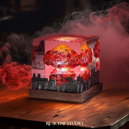 Nuclear Explosion Resin Epoxy Lamp Multicolor / Size M: 6 x 6 x 7 (cm) – Handmade Resin Lamp by Rescene Studio | Rescene Studio