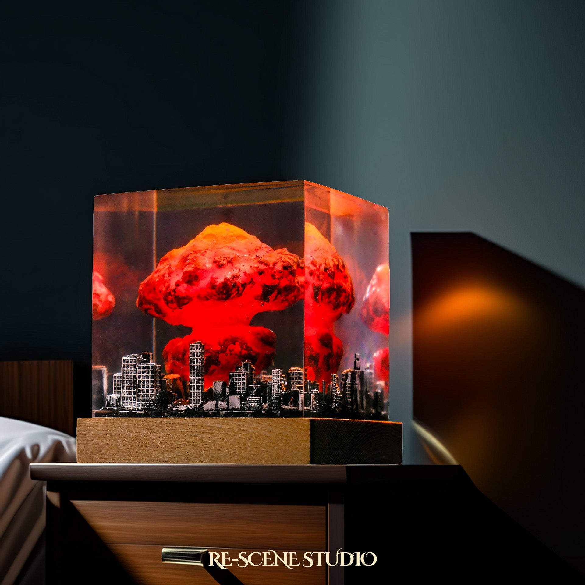 Nuclear Explosion Resin Epoxy Lamp Multicolor / Size M: 6 x 6 x 7 (cm) – Handmade Epoxy Resin Lamp by Rescene Studio | Rescene Studio