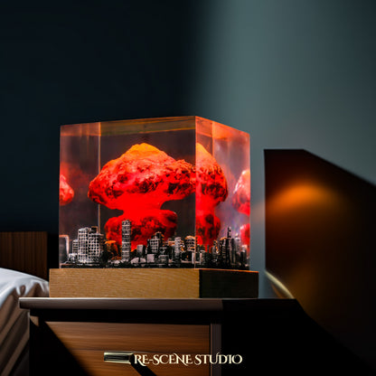 Nuclear Explosion Resin Epoxy Lamp Multicolor / Size M: 6 x 6 x 7 (cm) – Handmade Resin Lamp by Rescene Studio | Rescene Studio