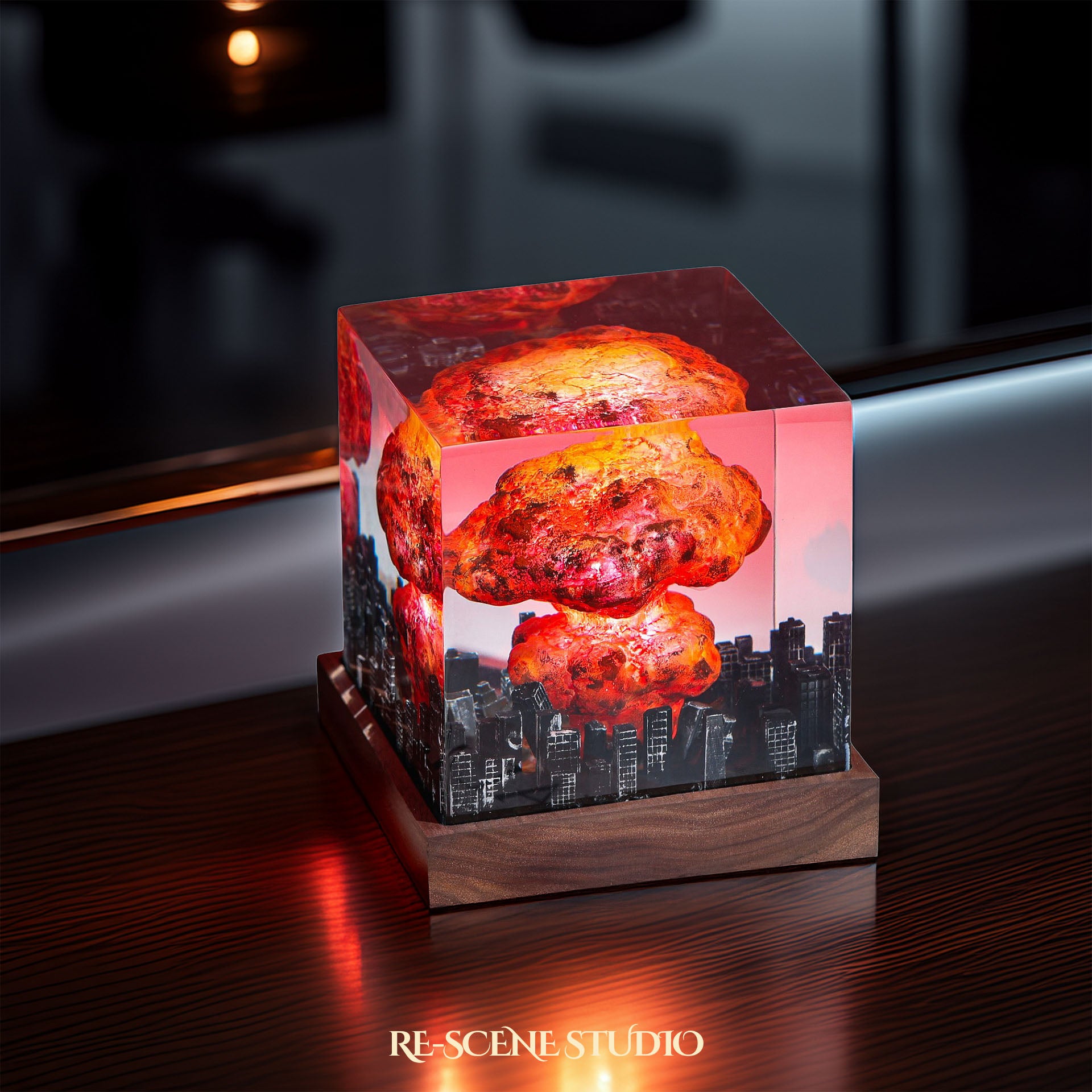 Nuclear Explosion Resin Epoxy Lamp Multicolor / Size M: 6 x 6 x 7 (cm) – Handmade Epoxy Resin Lamp by Rescene Studio | Rescene Studio
