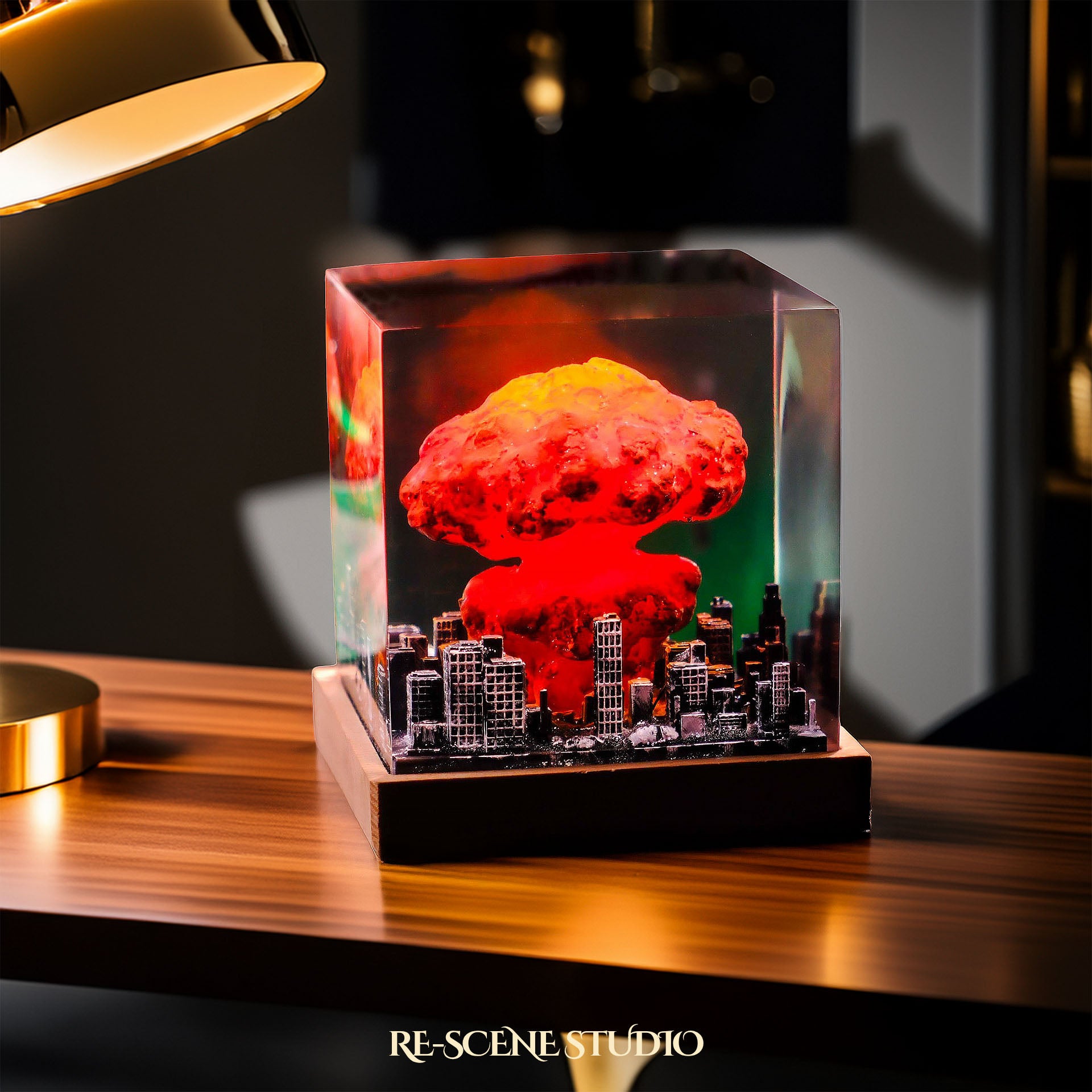 Nuclear Explosion Resin Epoxy Lamp Multicolor / Size M: 6 x 6 x 7 (cm) – Handmade Epoxy Resin Lamp by Rescene Studio | Rescene Studio