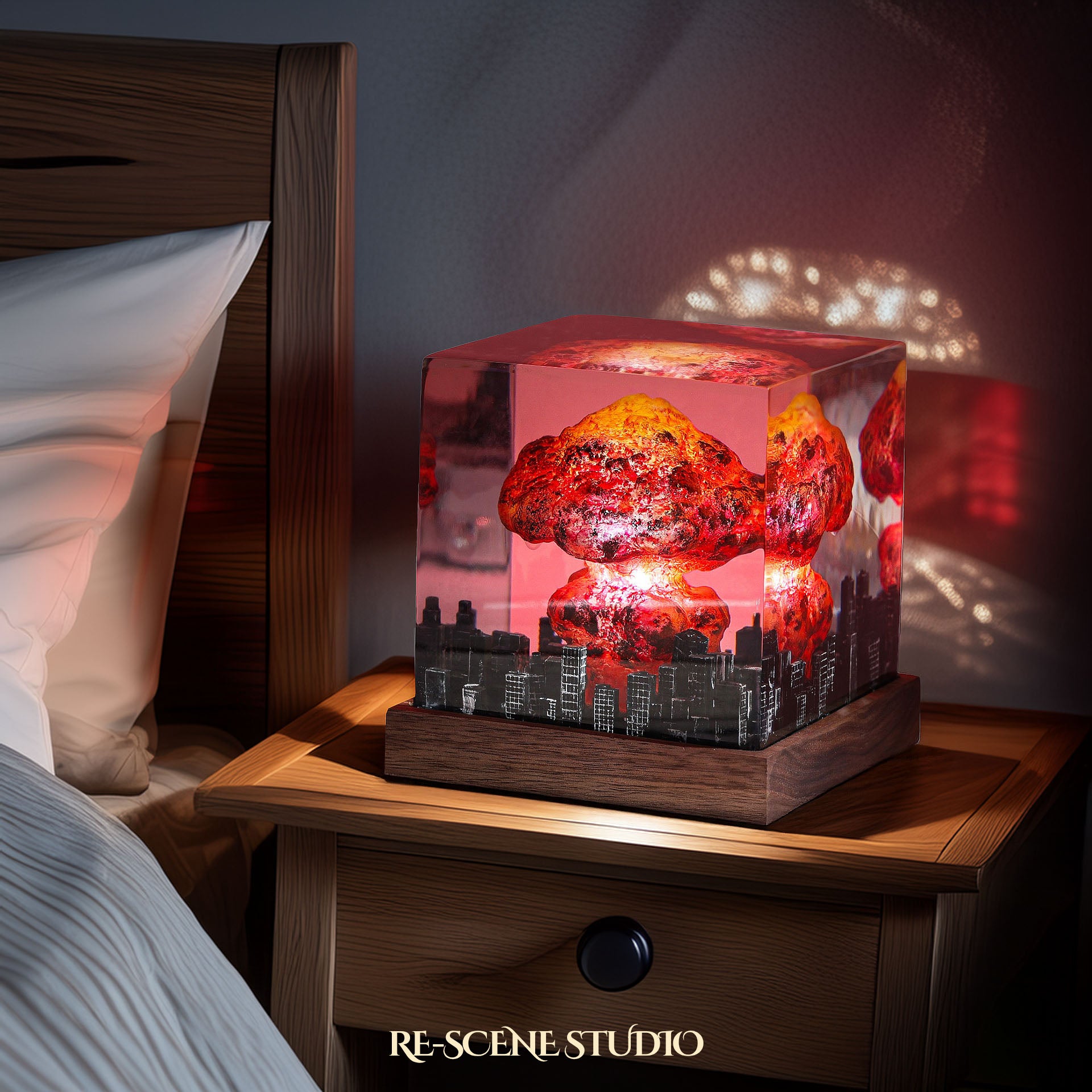 Nuclear Explosion Resin Epoxy Lamp Multicolor / Size M: 6 x 6 x 7 (cm) – Handmade Epoxy Resin Lamp by Rescene Studio | Rescene Studio