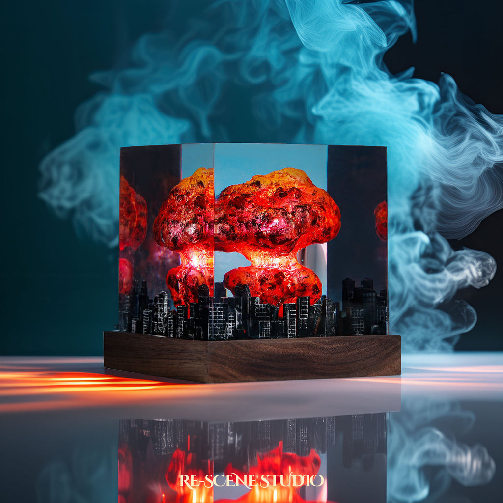 Nuclear Explosion Resin Epoxy Lamp Multicolor / Size M: 6 x 6 x 7 (cm) – Handmade Epoxy Resin Lamp by Rescene Studio | Rescene Studio