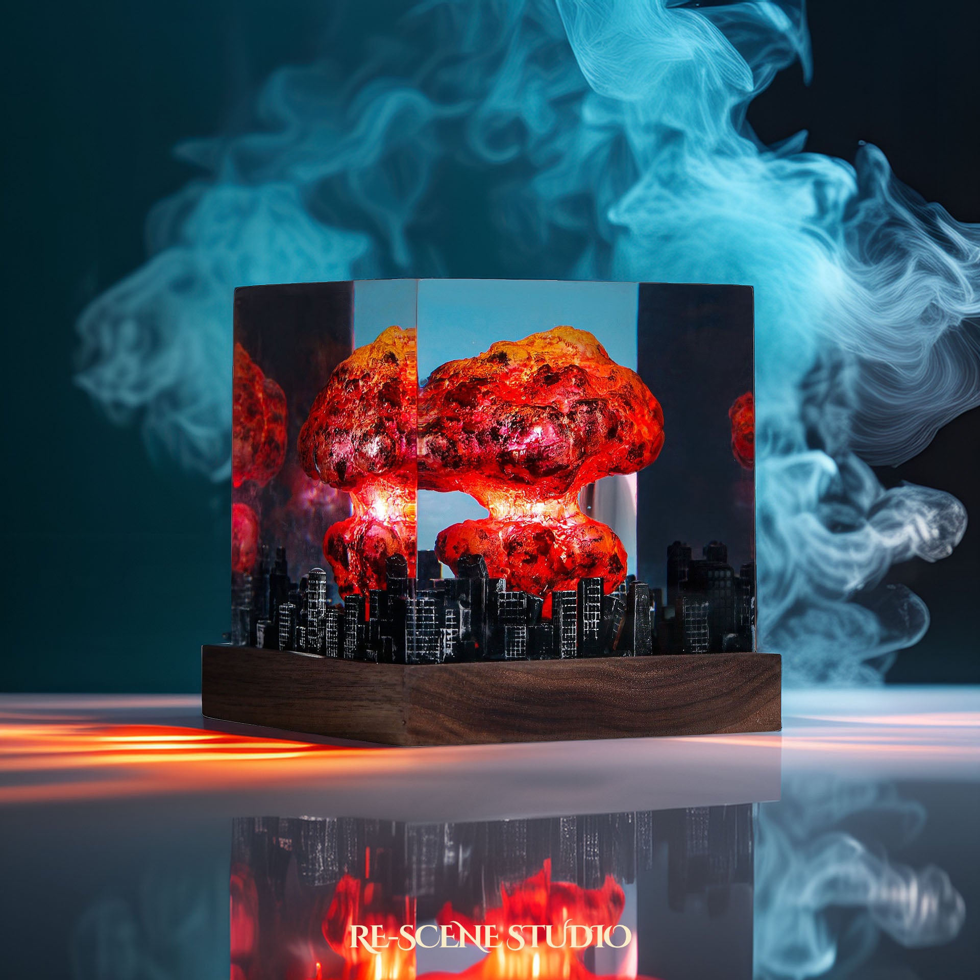 Nuclear Explosion Resin Epoxy Lamp Multicolor / Size M: 6 x 6 x 7 (cm) – Handmade Epoxy Resin Lamp by Rescene Studio | Rescene Studio