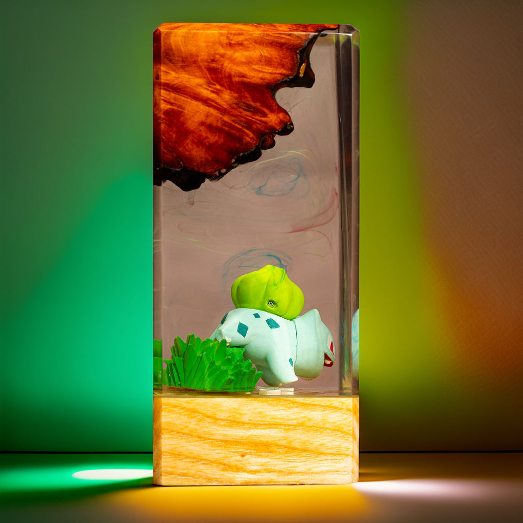 Bulbasaur Resin Epoxy Lamp Multicolor / Size XL: 16 x 7 x 7 (cm) – Handmade Epoxy Resin Lamp by Rescene Studio | Rescene Studio