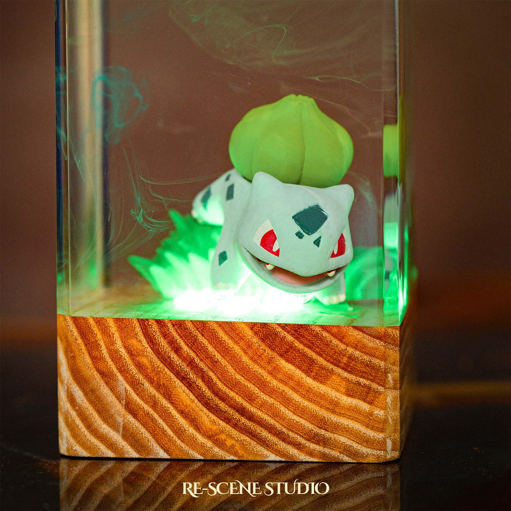Bulbasaur Resin Epoxy Lamp Multicolor / Size XL: 16 x 7 x 7 (cm) – Handmade Epoxy Resin Lamp by Rescene Studio | Rescene Studio