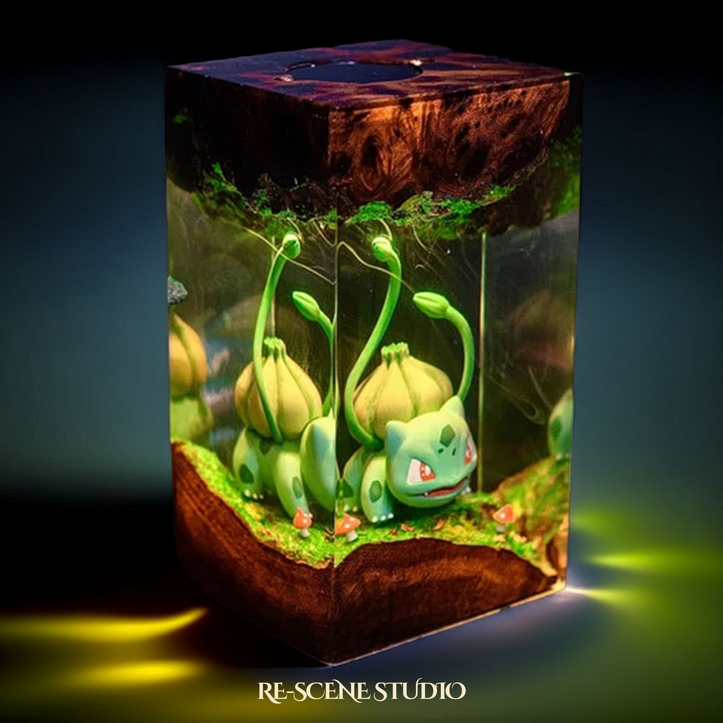 Bulb Seedling Beast Resin Lamp — Side Profile View | Handmade Pop-Culture Resin Art, Perfect Themed Gift