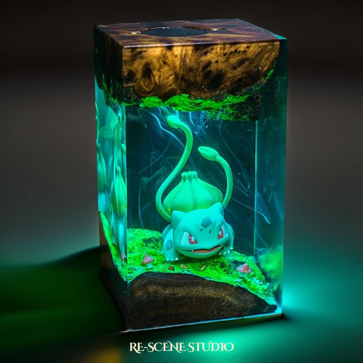 Bulb Seedling Beast Resin Lamp — Closeup Detail | Original Epoxy Resin Sculpture with Built-in LED Glow