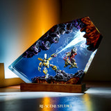 Bumblebee vs Decepticon Resin Lamp — Handcrafted Epoxy Resin LED Lamp | Unique Ambient Decor & Collector's Gift